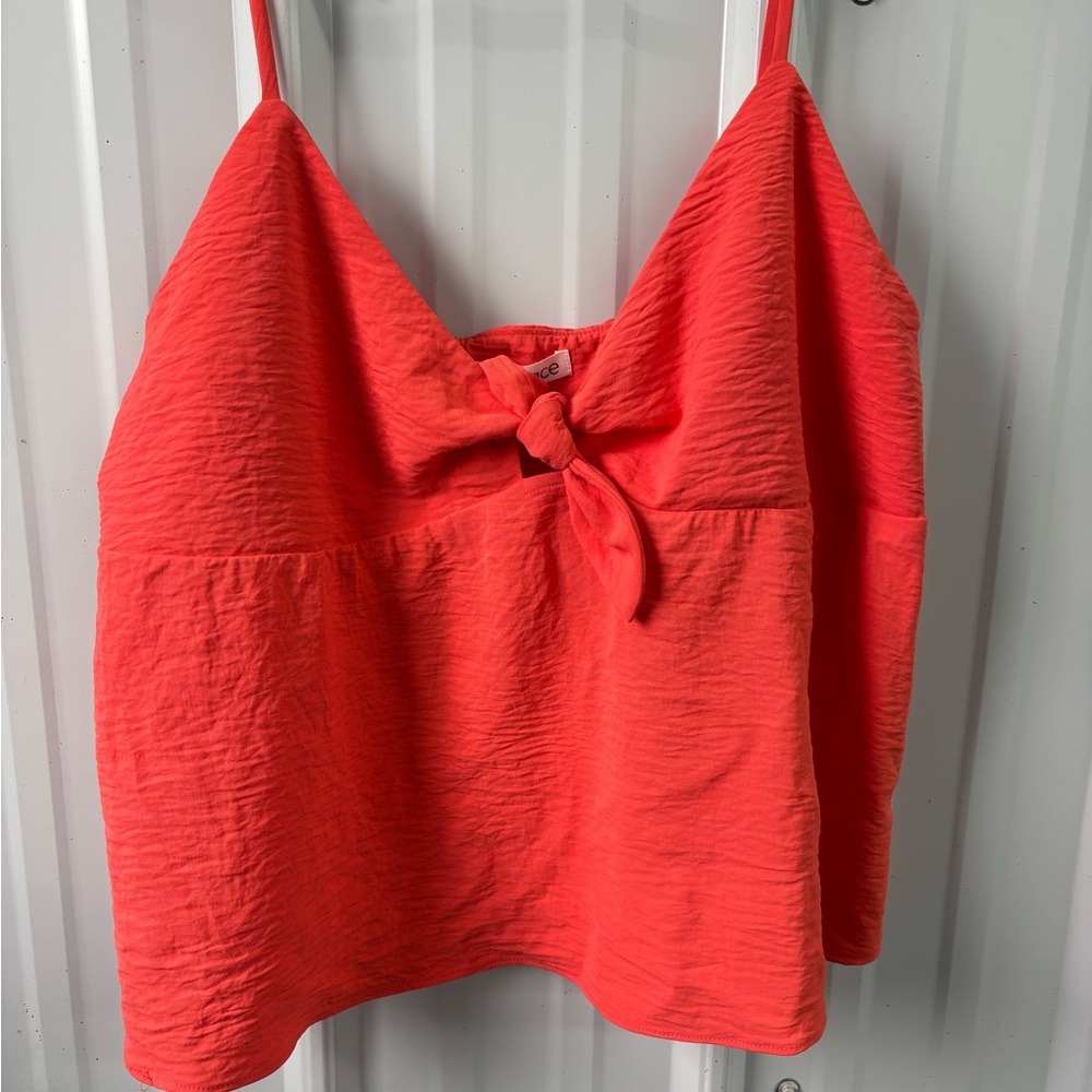 Lola Orange Smocked Tie Front Camisole